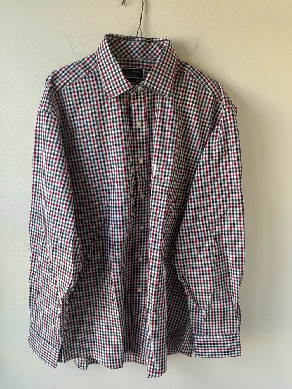 Club Room Red, Green & White Gingham Dress Shirt